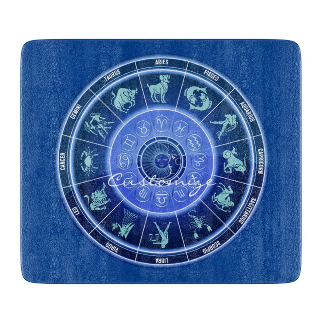 Zodiac Sun Sign Astrology Calendar Thunder_Cove Cu Cutting Board (Front)