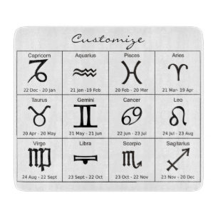 Zodiac Sun Sign Astrology Calendar Thunder_Cove Cutting Board