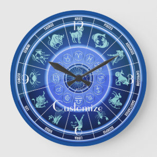 Zodiac Sun Sign Astrology Calendar Thunder_Cove Large Clock