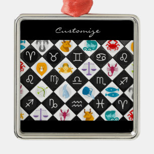 Zodiac Sun Sign Astrology Calendar Thunder_Cove Metal Ornament