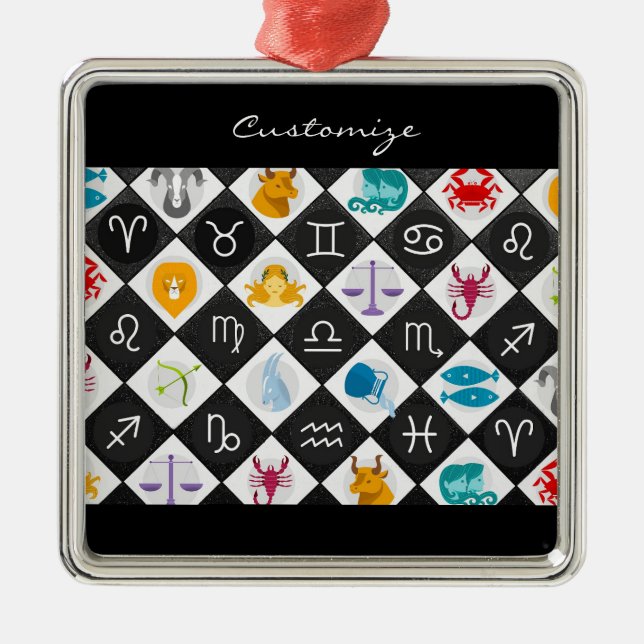 Zodiac Sun Sign Astrology Calendar Thunder_Cove Metal Ornament (Front)