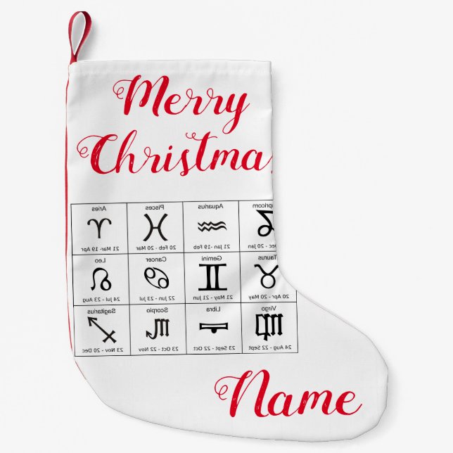 Zodiac Sun Sign Astrology Calendar Thunder_Cove Small Christmas Stocking (Front)