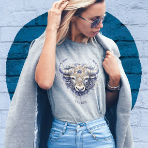 Zodiac Symbol Celestial Bull Fantasy Taurus Womens T-Shirt