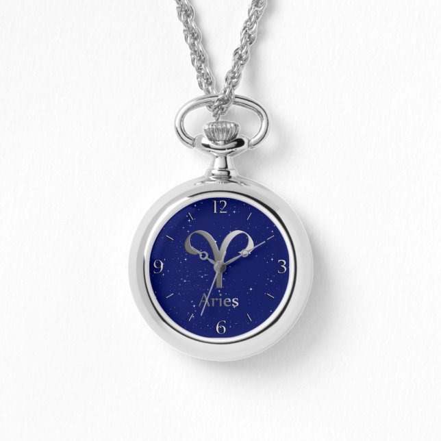 Zodiac Symbol for Aries on Deep Midnight Blue  Watch (Front)
