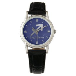 Zodiac Symbol for Sagittarius on Midnight Blue Watch