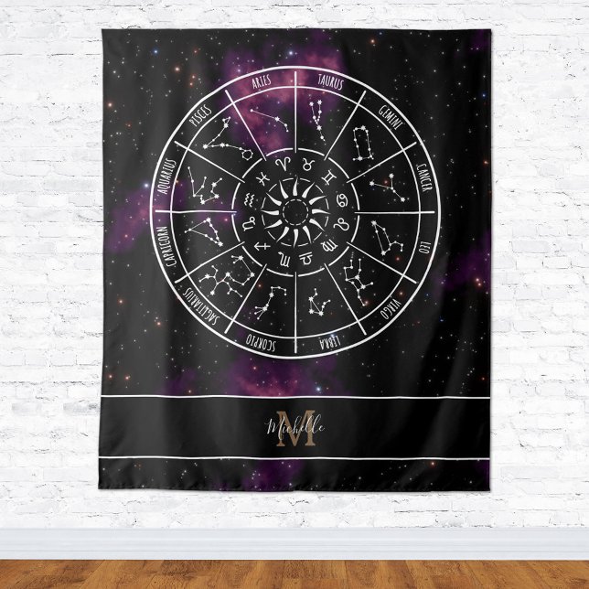 Zodiac Tapestry | Astrology Symbols & Monogram (Creator Uploaded)