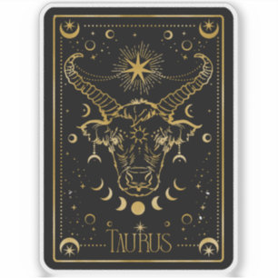 Zodiac Taurus Astrological Black & Gold Sticker