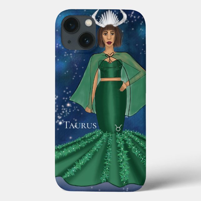 Zodiac Taurus Goddess in Celestial Galaxy Space Case-Mate iPhone Case (Back)