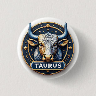 ♉ Zodiac Taurus Gold Emblem Aura ♉ 3 Cm Round Badge