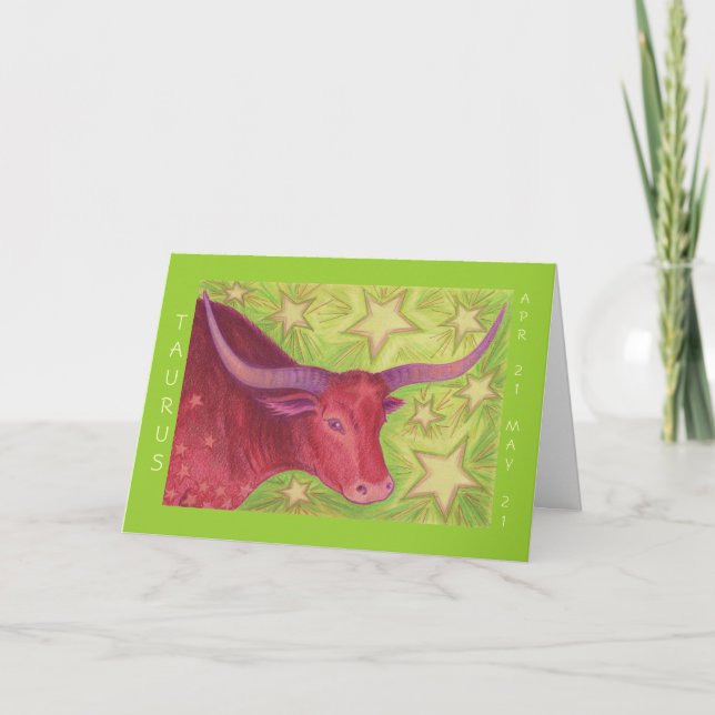 Zodiac Taurus 'Happy Birthday' greeting card (Front)