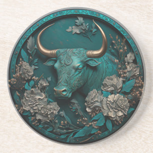 Zodiac Taurus Metal Art Coaster