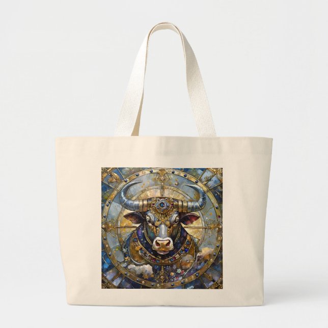 Zodiac - Taurus The Bull Large Tote Bag (Front)
