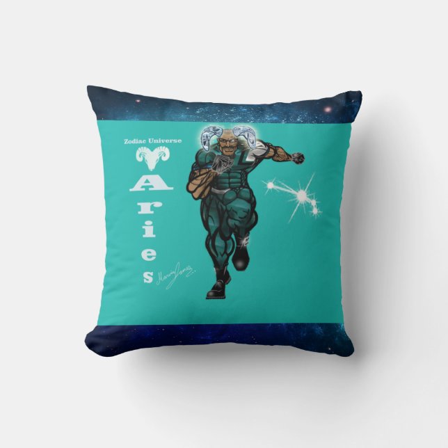 Zodiac Universe-Aries Throw Pillow (Front)