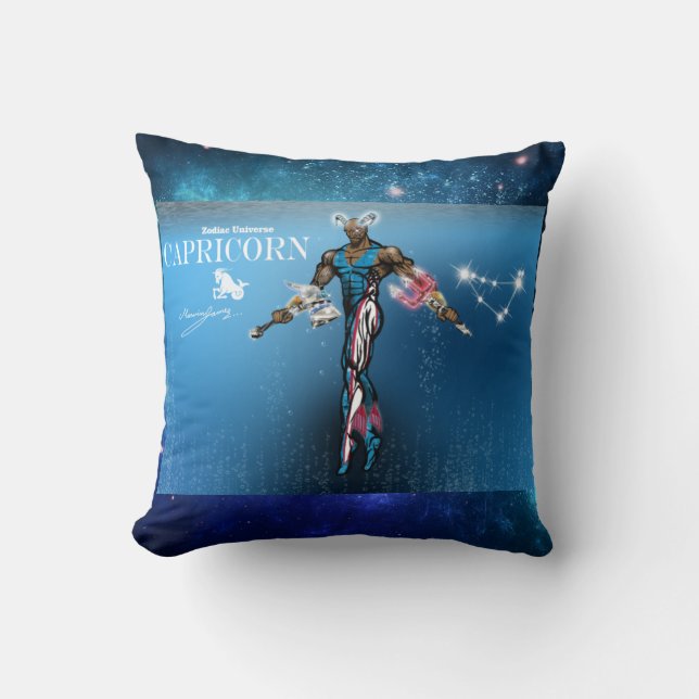Zodiac Universe-Capricorn Throw Pillow (Front)