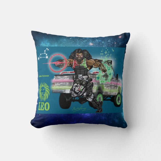 Zodiac Universe-Leo Throw Pillow (Front)