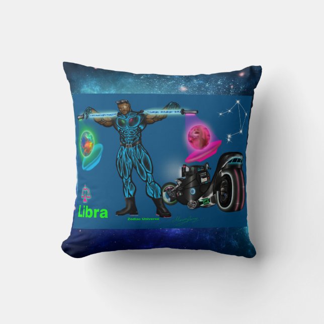 Zodiac Universe-Libra Throw Pillow (Front)