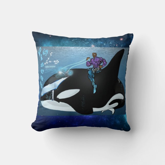 Zodiac Universe-Pisces Throw Pillow (Front)
