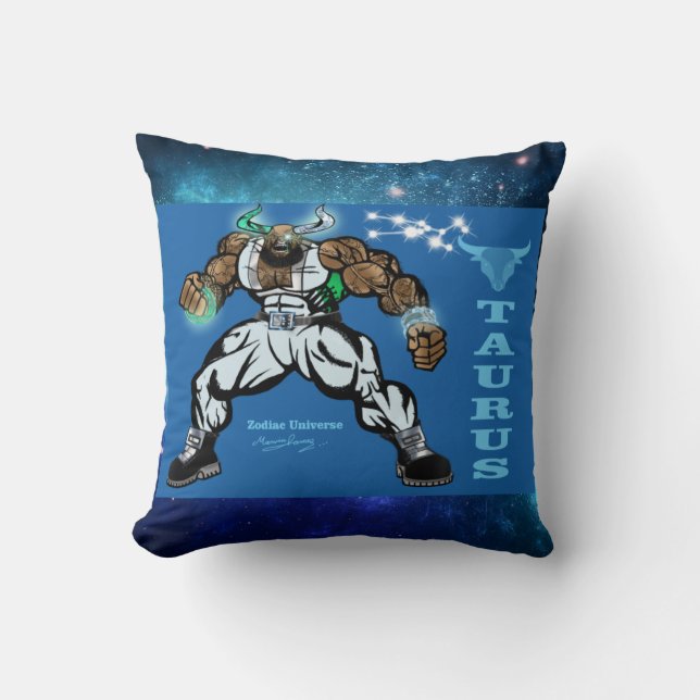 Zodiac Universe-Taurus Throw Pillow (Front)