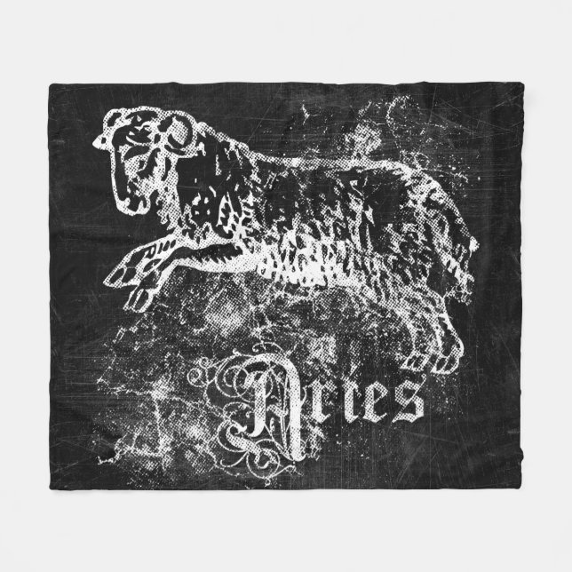 Zodiac Vintage Aries Fleece Blanket (Front (Horizontal))