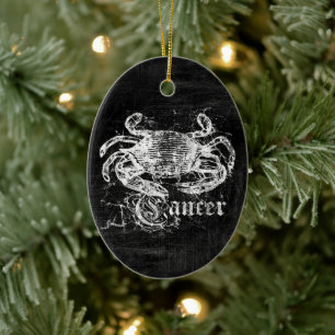 Zodiac Vintage Cancer Ceramic Ornament