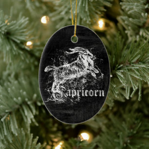 Zodiac Vintage Capricorn Ceramic Ornament