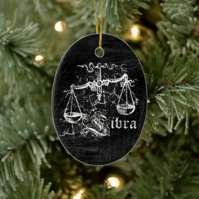 Zodiac Vintage Libra Ceramic Ornament (Tree)