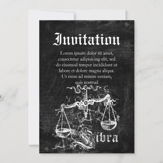 Zodiac Vintage Libra Invitation (Front)