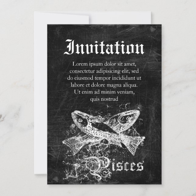 Zodiac Vintage Pisces Invitation (Front)