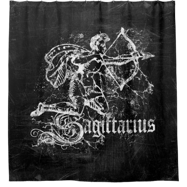 Zodiac Vintage Sagittarius Shower Curtain (Front)