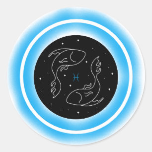Zodiac Water Element Pisces Classic Round Sticker