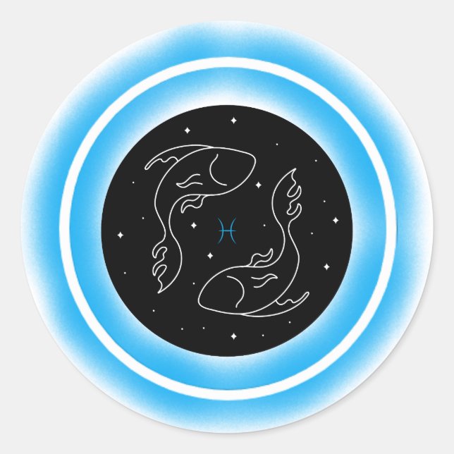 Zodiac Water Element Pisces Classic Round Sticker (Front)