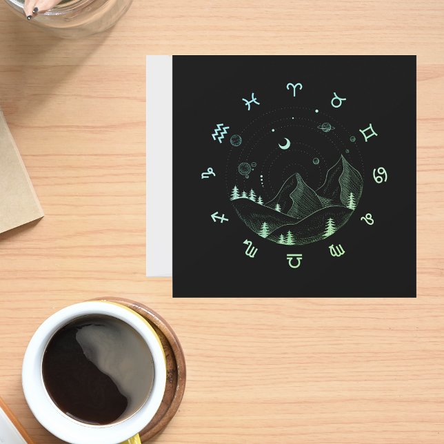 Zodiac Wheel Mountain Landscape Square Greeting  Card (Creator Uploaded)