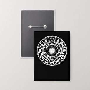 Zodiac Wheel with Sun and Astrology Symbols