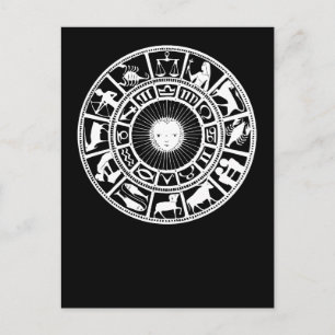 Zodiac Wheel with Sun and Astrology Symbols Holiday Postcard