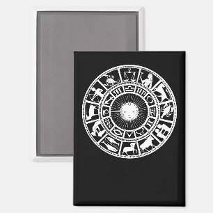 Zodiac Wheel with Sun and Astrology Symbols Magnet