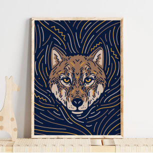 Zodiac Wolf Animal Print   Wolf Print
