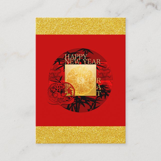 Zodiac Yin Yang Bamboo Chinese Rat Year 2020 Enc C Enclosure Card (Front)