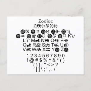 Zodiac - Zazzle Font Sampler Sheet with Guide Postcard