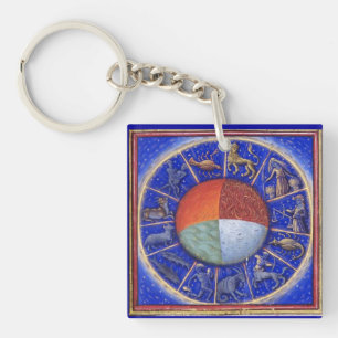 ZODIACAL SIGNS WITH FOUR ELEMENTS KEY RING