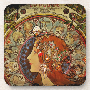 Zodiak Woman by Mucha Coaster