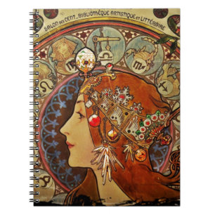 Zodiak Woman by Mucha Notebook