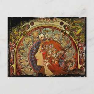 Zodiak Woman by Mucha Postcard