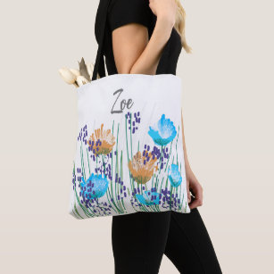 Zoe Floral Monogram Tote Bag