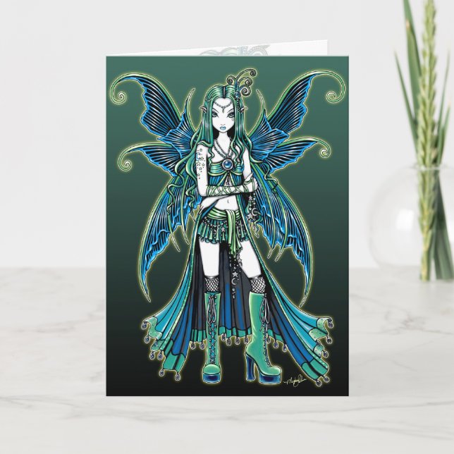 "Zoe" Green Celetial Star Fairy Art Card (Front)