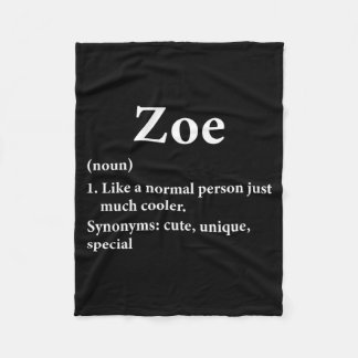 Zoe Name Definition Funny D Fleece Blanket