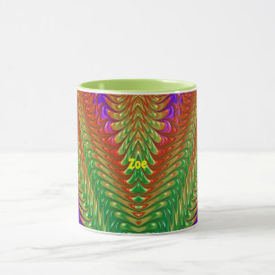 ZOE ~ Zany 3D ~ Green, Red, Orange and Purple Mug