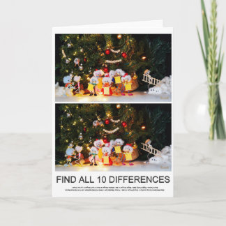 Zoekplaatje van 10 verschillen van de Kerstfubby's Card