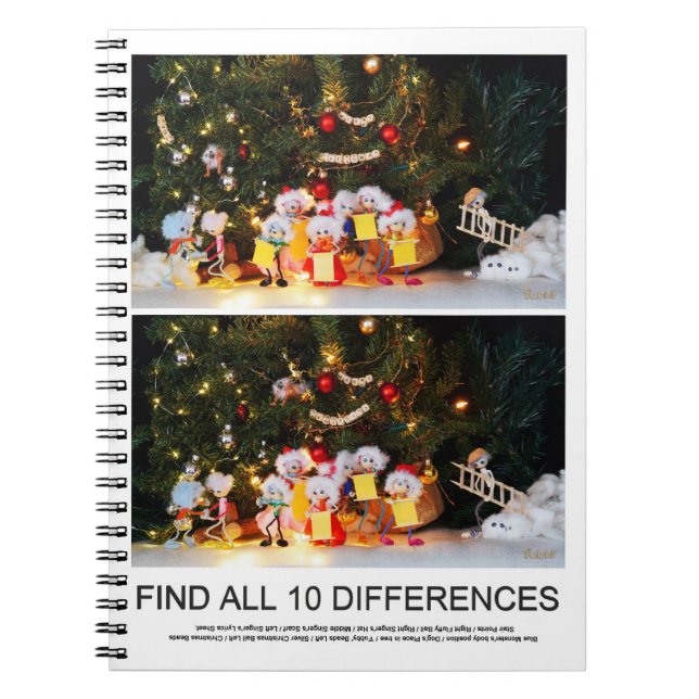 Zoekplaatje van 10 verschillen van de Kerstfubby's Notebook (Front)