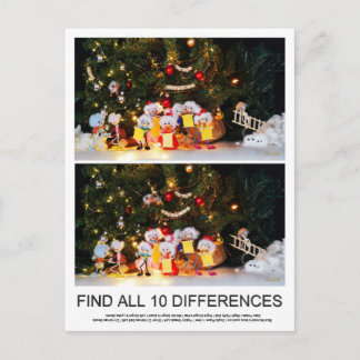 Zoekplaatje van 10 verschillen van de Kerstfubby's Postcard