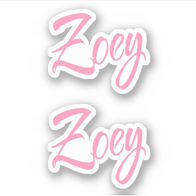 Zoey Decorative Name in Pink x2 Sticker (Front)